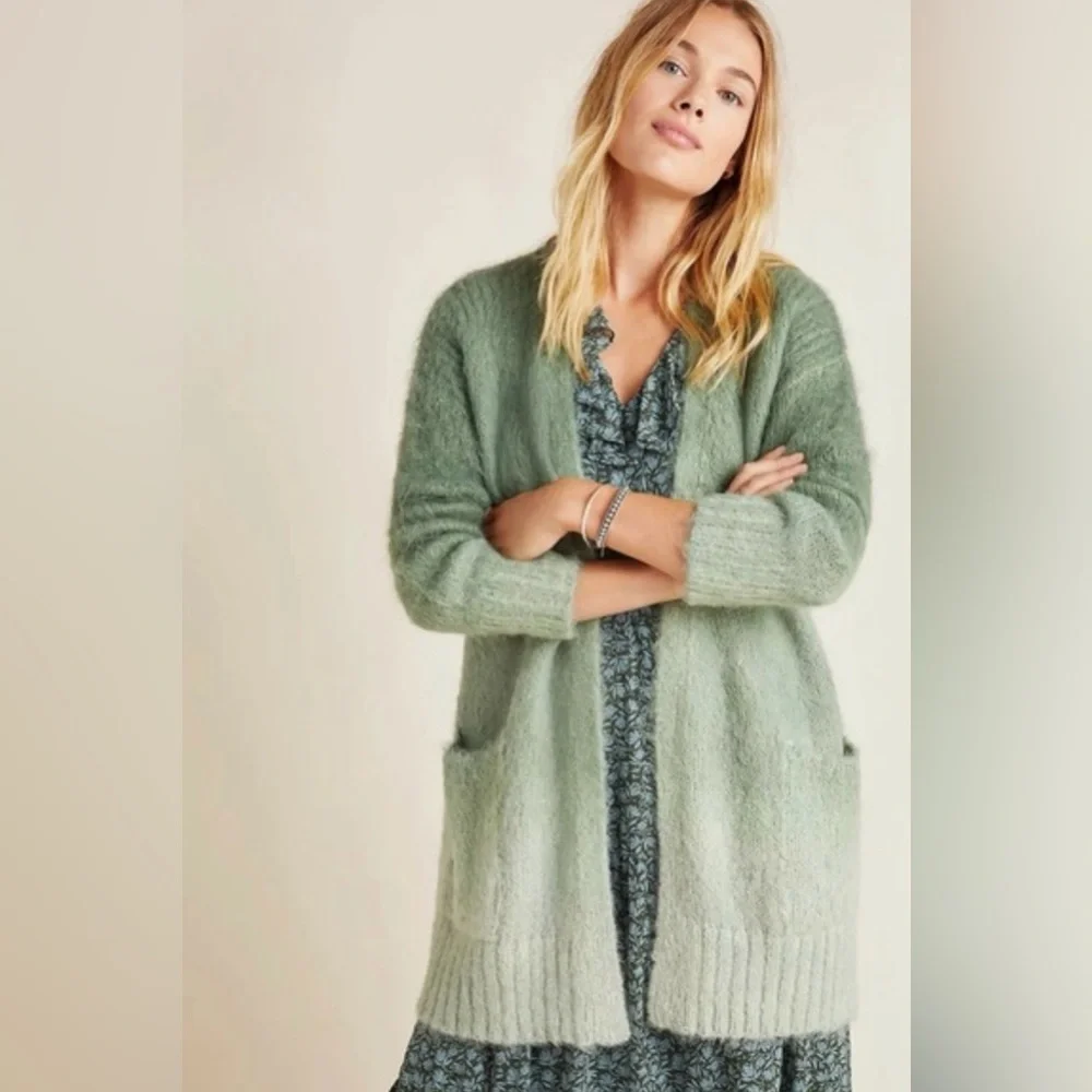 SOLD - Anthropologie JENEE Dip Dyed Ombre Grey Alpaca Wool Cardigan XS S - Picture 8 of 8